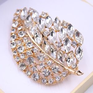 Charter Club Gold Tone Crystal Leaf Boxed Pin